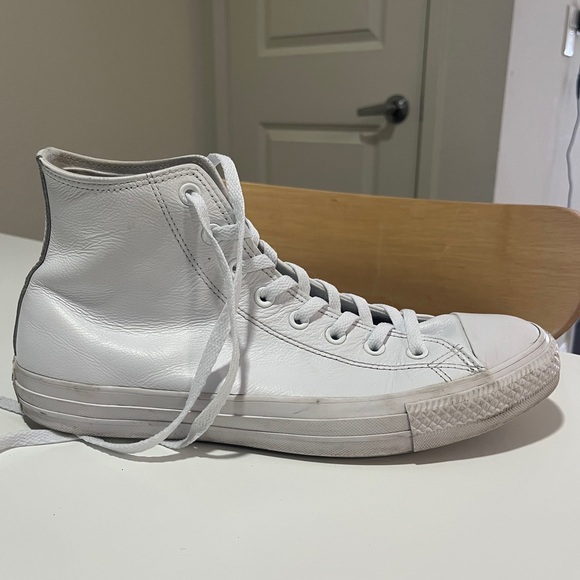Sold on depop - Converse - White High-Top - Leather Sneakers - Picture 8 of 10